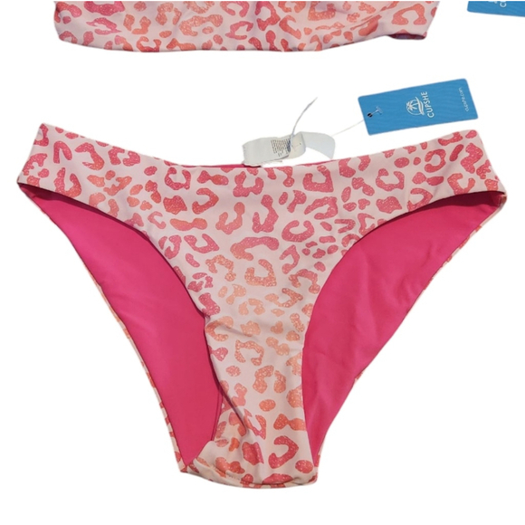 NWT Cupshe Reversible Pink Leopard Bikini Bralette-Medium & Bottoms-XS Set - Picture 9 of 16